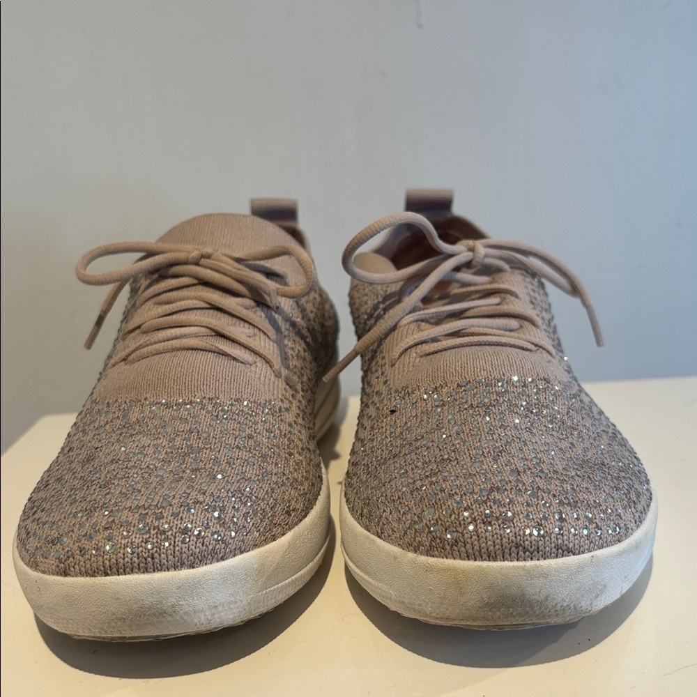 Fitflop Beige Knit Sneakers with Sparkle size 8 - Picture 3 of 12